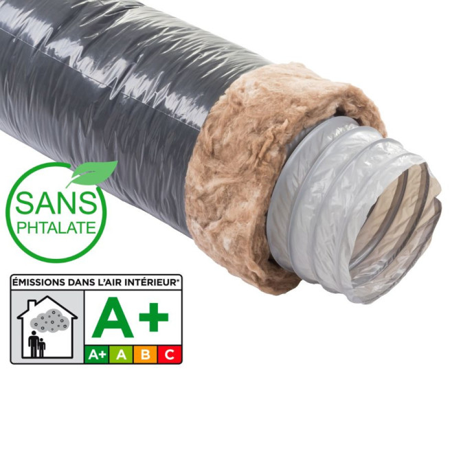 Gaine isolée Ø 125 mm GP ISO ECOSOFT 6 m S&P Unelvent – Isolation 25 mm