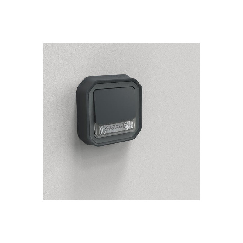 Poussoir lumineux porte-étiquette Anthracite Plexo