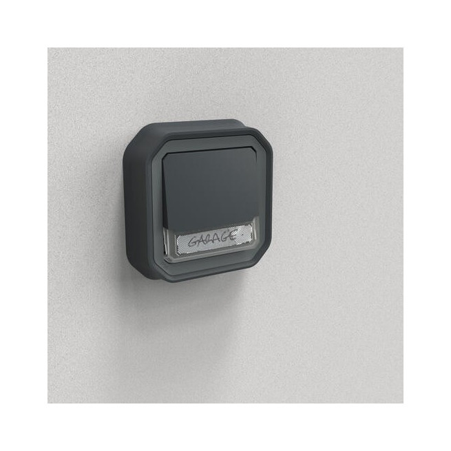 Poussoir lumineux porte-étiquette Anthracite Plexo