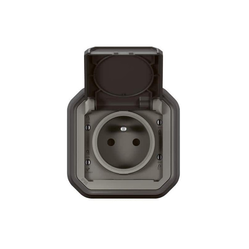 Prise 2P+T encastrée Anthracite Plexo