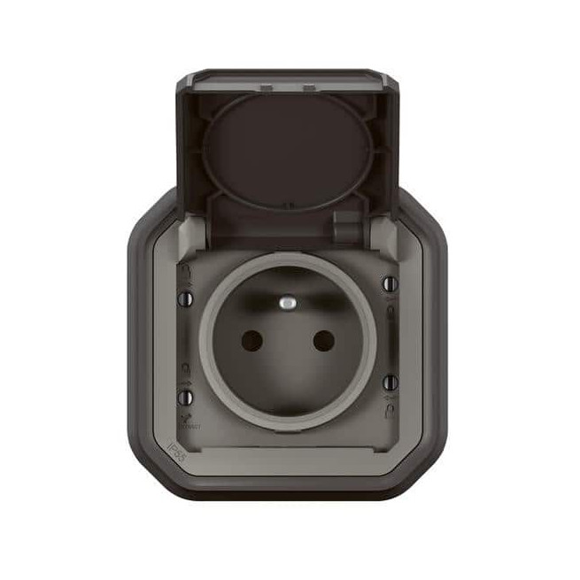 Prise 2P+T encastrée Anthracite Plexo