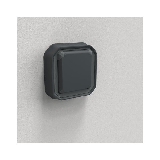 Prise 2P+T encastrée Anthracite Plexo