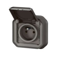 Prise 2P+T encastrée Anthracite Plexo