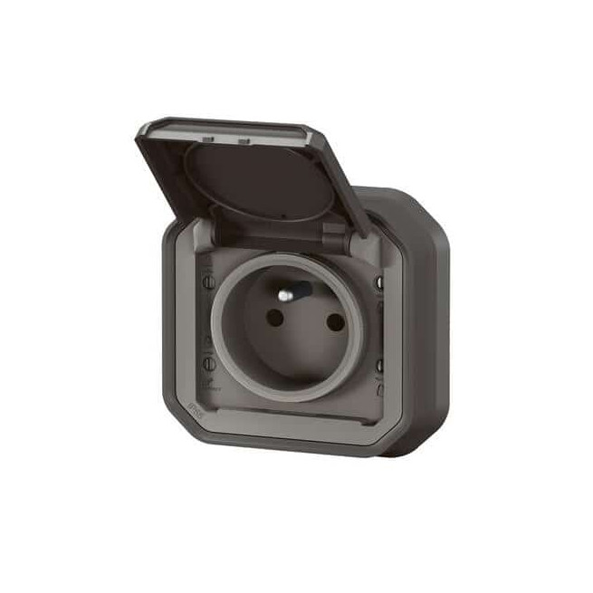 Prise 2P+T encastrée Anthracite Plexo