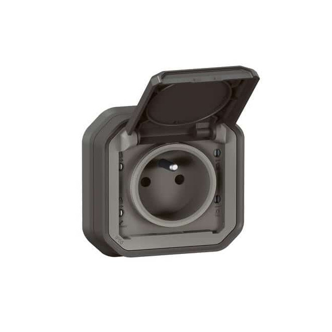 Prise 2P+T encastrée Anthracite Plexo
