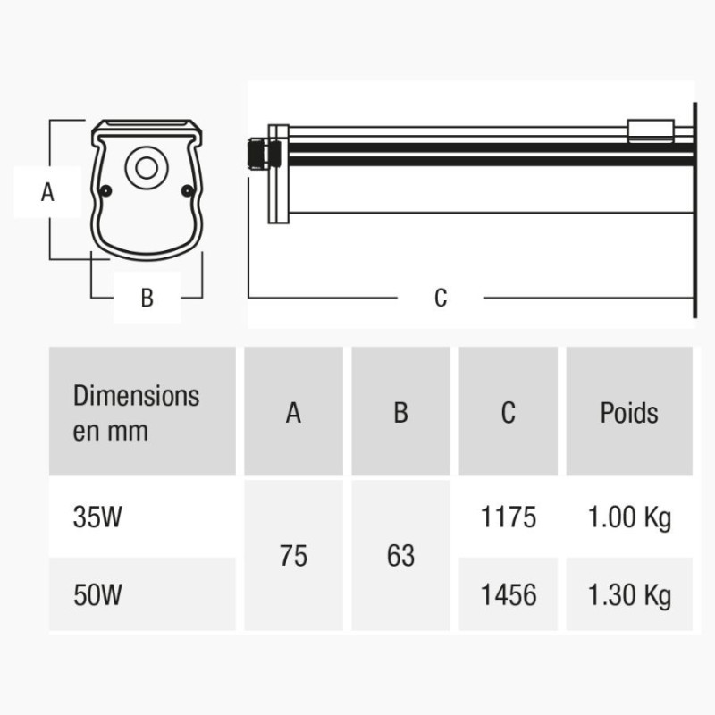 Réglette LED étanche ALTA 48W traversante Airis LED – Luminaire IP65 1500 mm