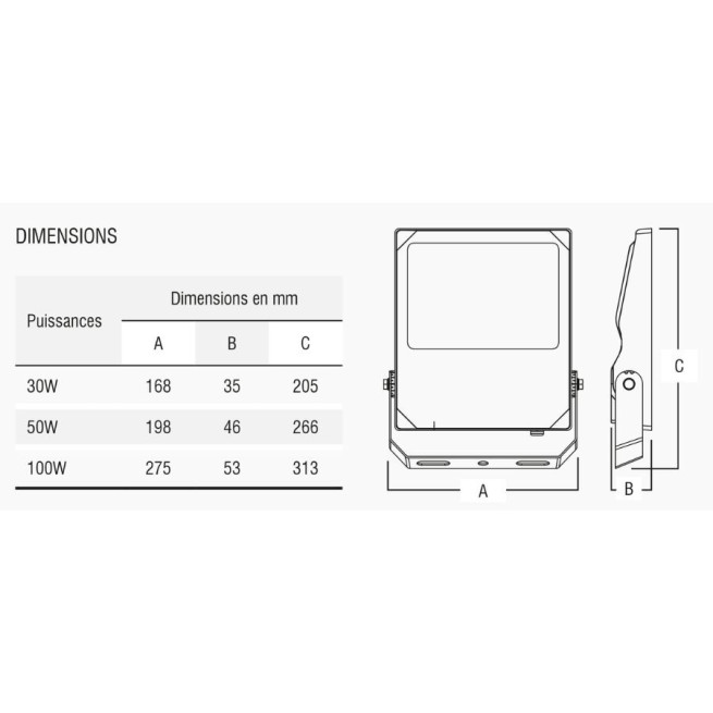 Projecteur LED PHEBIS 30W Airis LED – Éclairage extérieur IP66