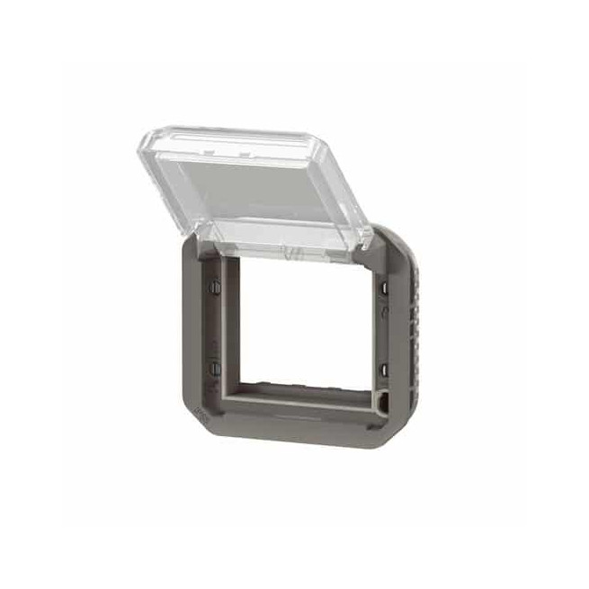 Adaptateur Mosaic volet transparent Anthracite Plexo