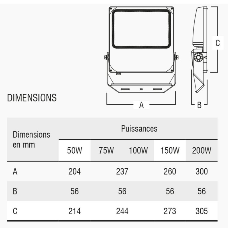 Projecteur LED THEMIS 150W Airis LED – Éclairage extérieur puissant IP66