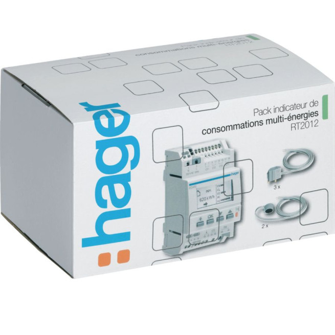Hager EC453 afficheur modulaire RT2012 suivi consommations multi-énergies
