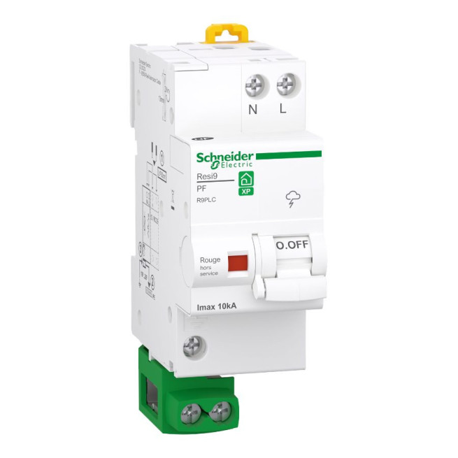 Parafoudre Schneider Resi9 R9PLC 1P+N 10kA avec accessoires – Protection surtensions