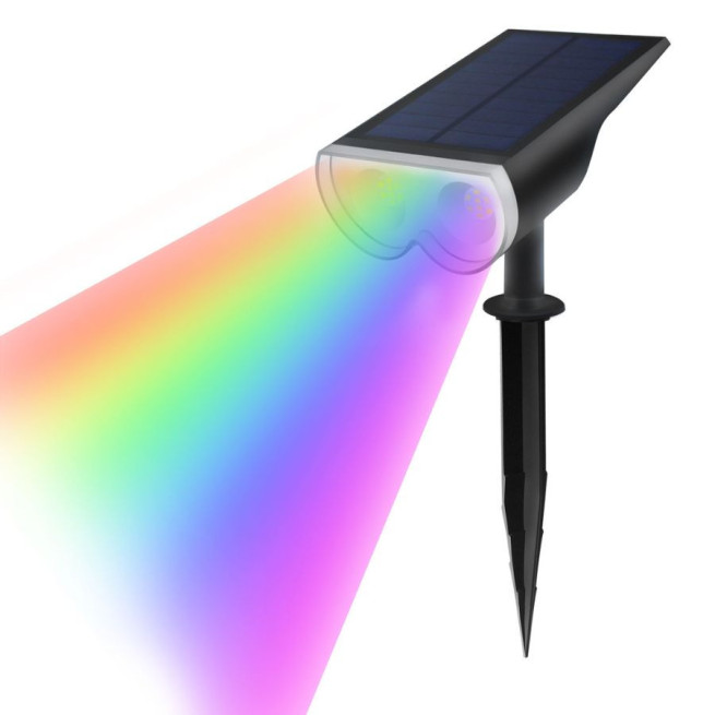 Projecteur LED solaire RGB 3W 300 lm IP65 mural ou piquet Xeta Wolix