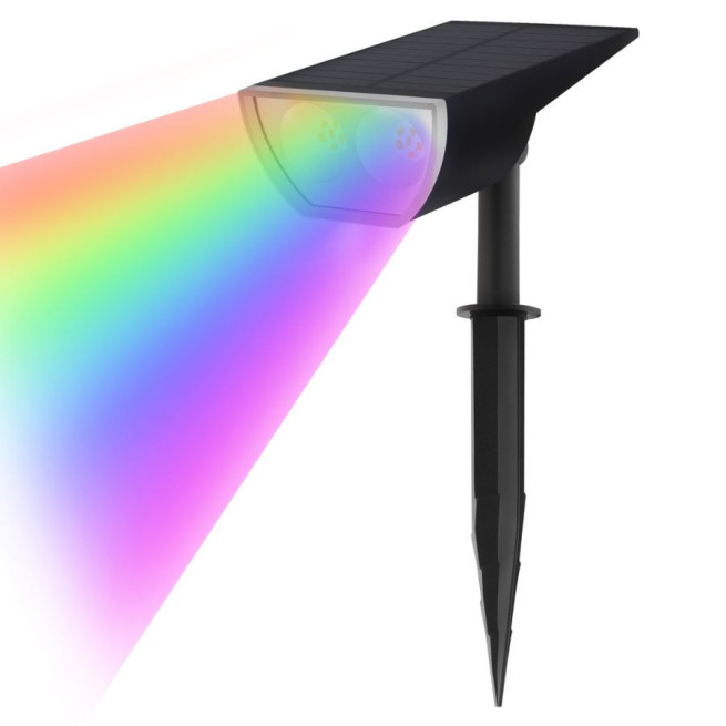 Mini projecteur LED solaire RGB 1W 150 lm IP65 mural ou piquet Xeta Wolix Mini