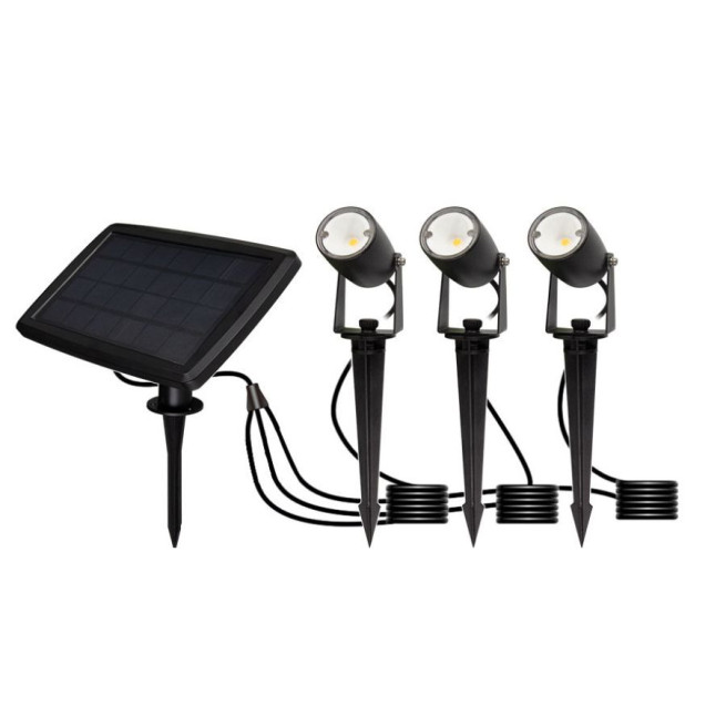 Kit 3 projecteurs LED solaires 3x1,5W 40 lm IP65 piquet Aric Cotti