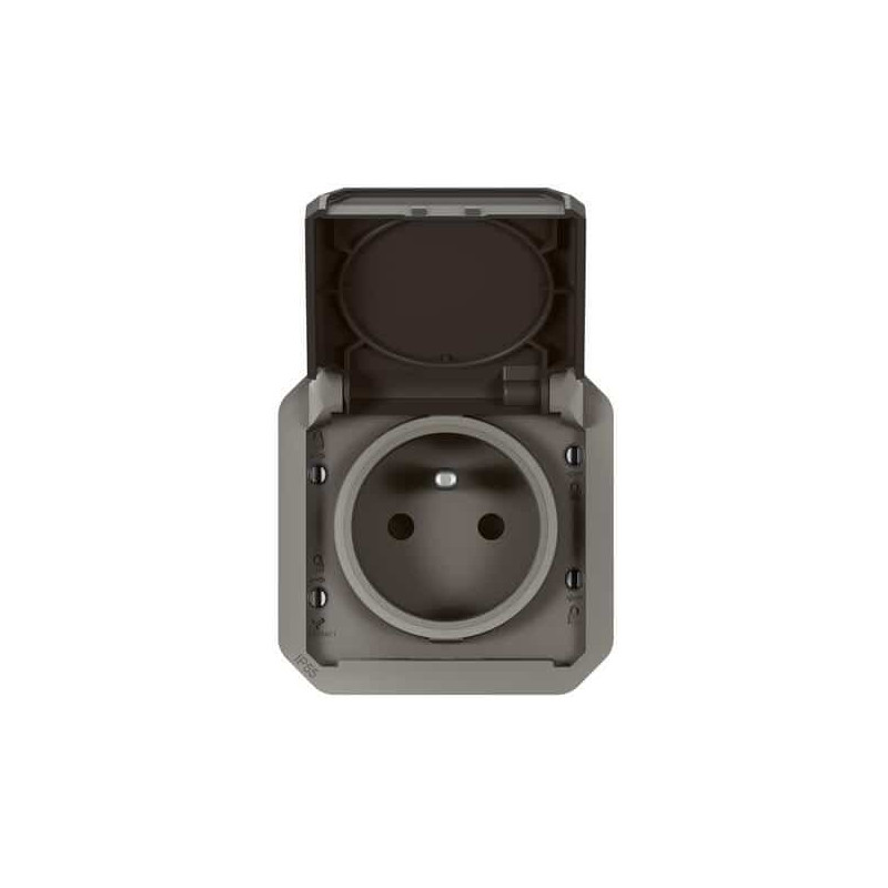 Prise de courant 2P+T Anthracite Plexo
