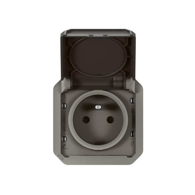 Prise de courant 2P+T Anthracite Plexo