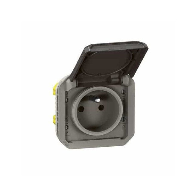 Prise de courant 2P+T Anthracite Plexo