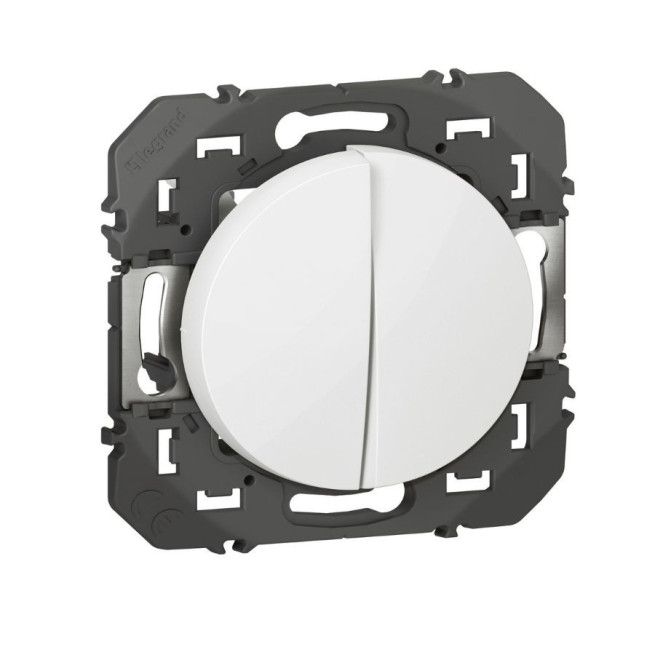 Double interrupteur va-et-vient Dooxie Legrand 10AX blanc noir aluminium