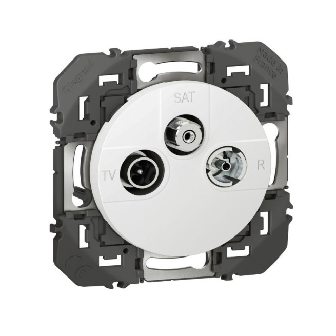 Prise TV R SAT Dooxie Legrand 1 câble blanc aluminium
