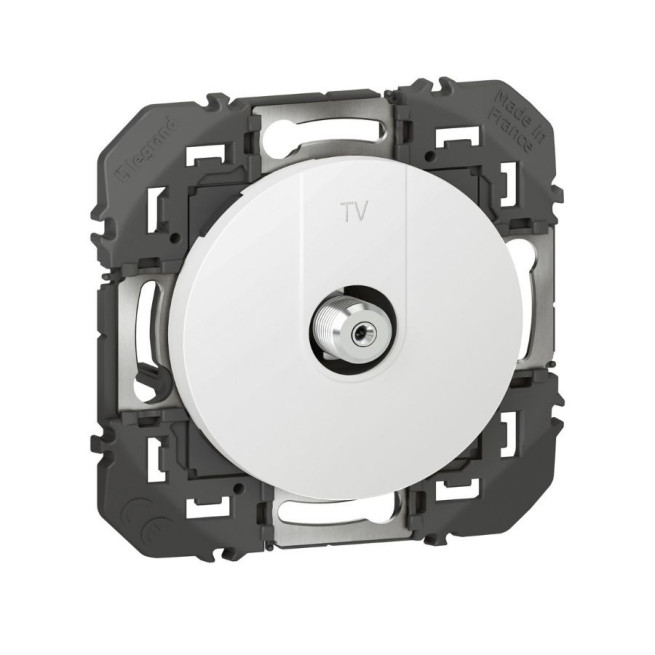 Prise TV type F à visser Dooxie Legrand blanc noir aluminium