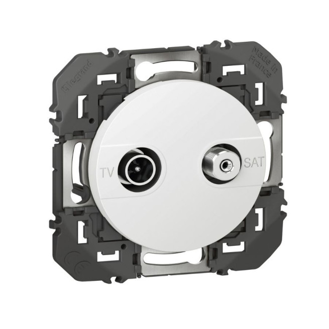 Prise TV SAT étoile blindée Dooxie Legrand blanc noir aluminium