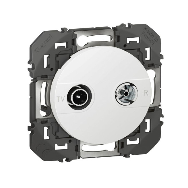 Prise TV R Dooxie Legrand avec support blanc aluminium
