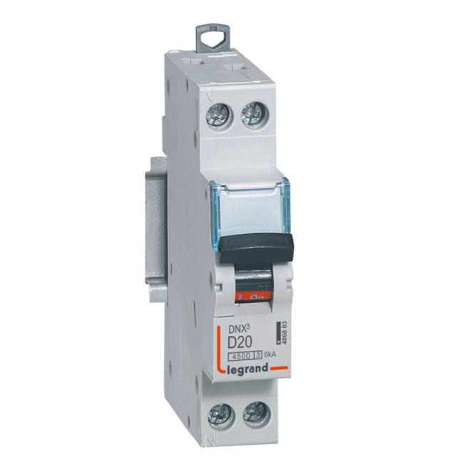 Disjoncteur - 1P + N - 20 A - Courbe D - Connexion vis - DNX³