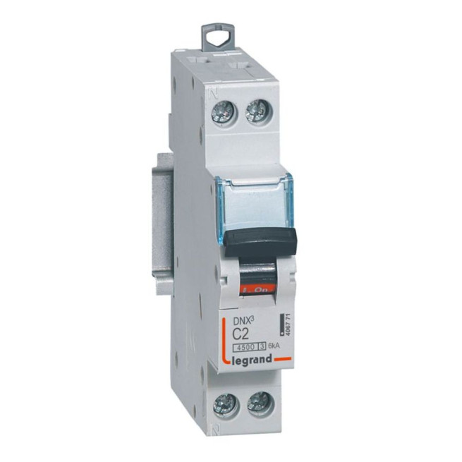 Disjoncteur - 1P + N - 2 A - Courbe C - Connexion vis - DNX³