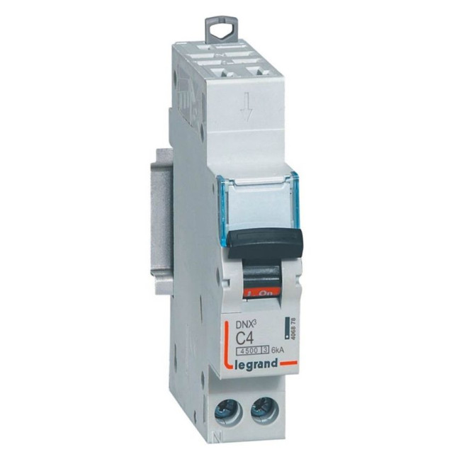 Disjoncteur - 1P + N - 4 A - Courbe C - Connexion auto/vis - DNX³