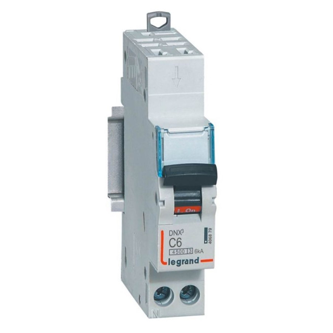Disjoncteur - 1P + N - 6 A - Courbe C - Connexion auto/vis - DNX³