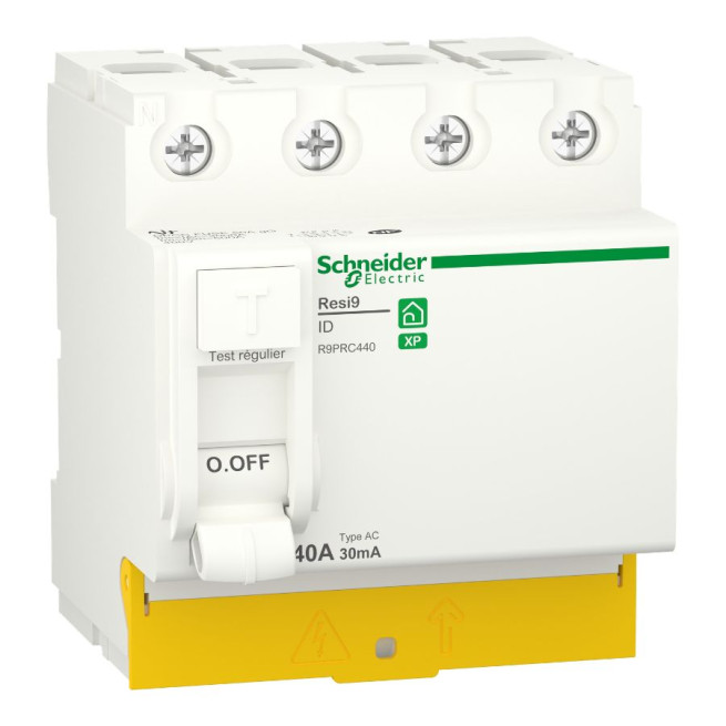 Interrupteur différentiel - 4P - 40 A - 30 mA - Type AC - Peignable - Resi9
