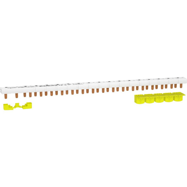 Peigne monobloc - 18 modules - 1P + N - 63 A - Avec cache dents 5 M - Resi9