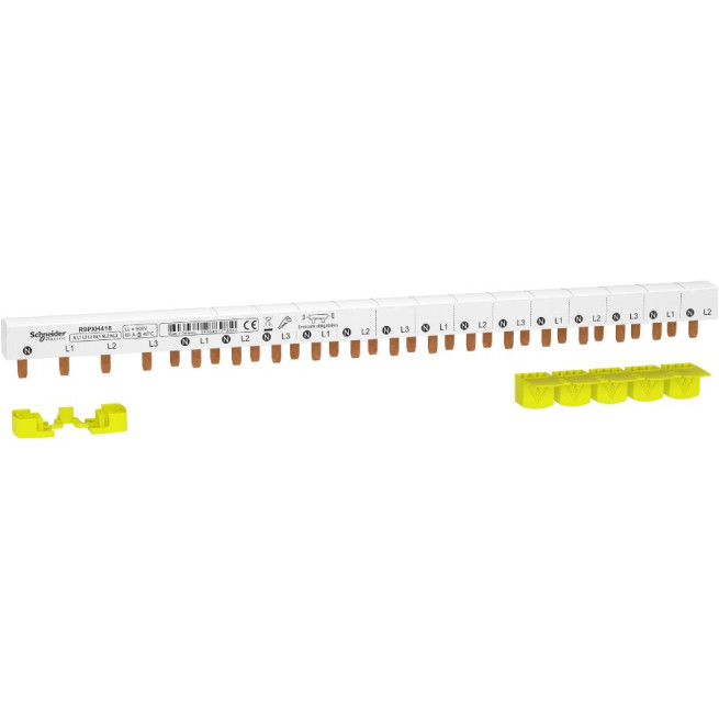 Peigne monobloc - 18 modules - 3P + N - 63 A - Avec cache dents 5 M - Resi9