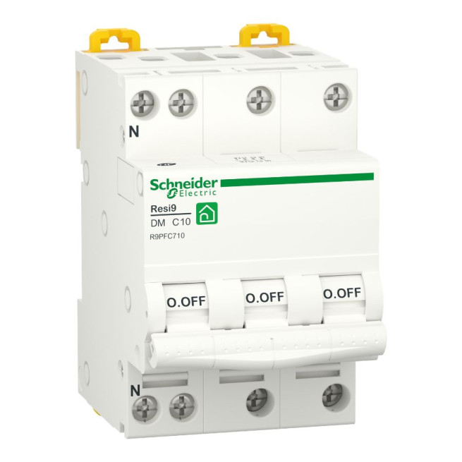 Disjoncteur modulaire - 3P + N - 10 A - Courbe C - Peignable - Resi9