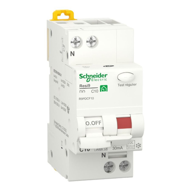 Disjoncteur différentiel - 1P + N - 10 A - 30 mA - Courbe C - Type Fsi - Resi9