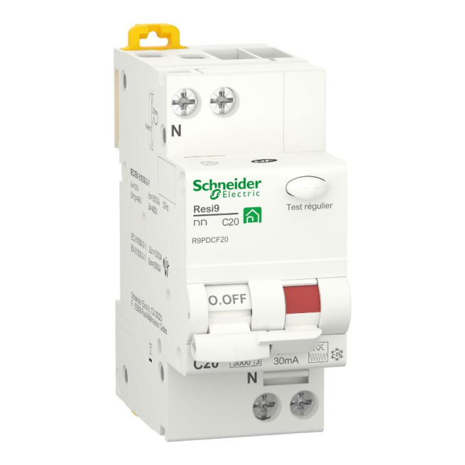 Disjoncteur différentiel - 1P + N - 20 A - 30 mA - Courbe C - Type Fsi - Resi9