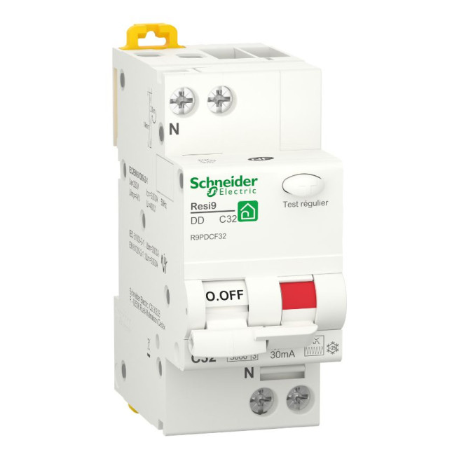 Disjoncteur différentiel - 1P + N - 32 A - 30 mA - Courbe C - Type Fsi - Resi9