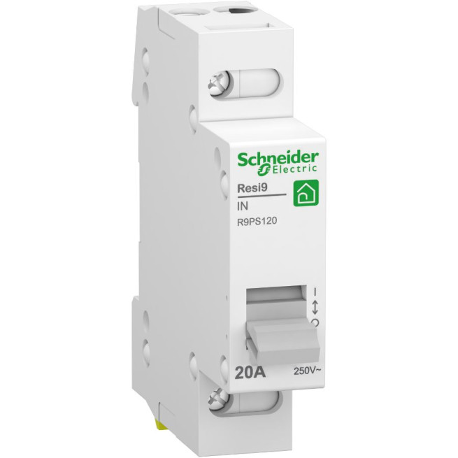 Interrupteur sectionneur - 1P - 20 A - 1 NO - 250 VCA - Resi9