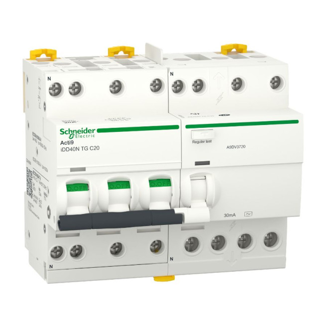 Disjoncteur différentiel - Tête de groupe - 3P + N - 20 A - 30 mA - Courbe C - Type AC - Acti9 iDD40N