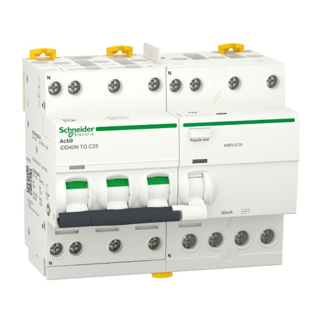 Disjoncteur différentiel - Tête de groupe - 3P + N - 25 A - 30 mA - Courbe C - Type AC - Acti9 iDD40N