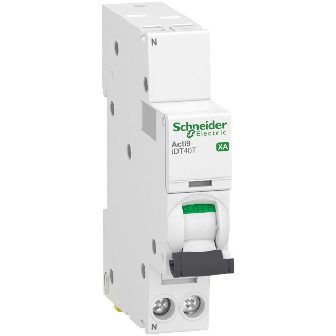 Disjoncteur modulaire - 1P + N - 16 A - Courbe C - 4500 A / 6 kA - Connexion auto / vis - Acti9 iDT40T XA