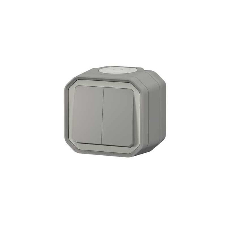 Double interrupteur poussoir Gris Plexo