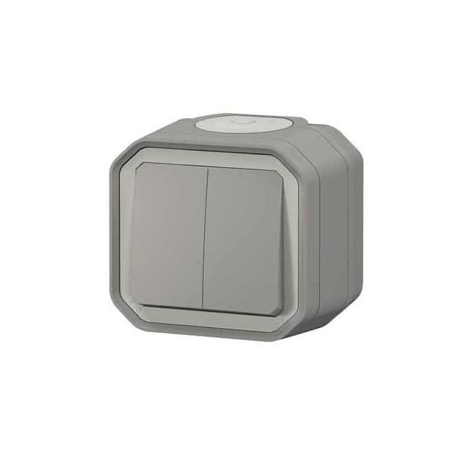 Double interrupteur poussoir Gris Plexo
