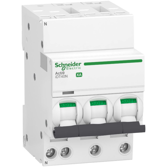 Disjoncteur modulaire - 3P + N - 6 A - Courbe C - 6000 A / 10 kA - Connexion auto / vis - Acti9 iDT40N XA