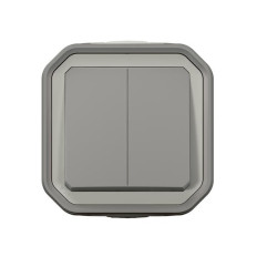 Double interrupteur poussoir Gris Plexo