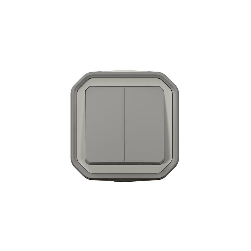 Double interrupteur poussoir Gris Plexo