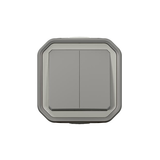 Double interrupteur poussoir Gris Plexo
