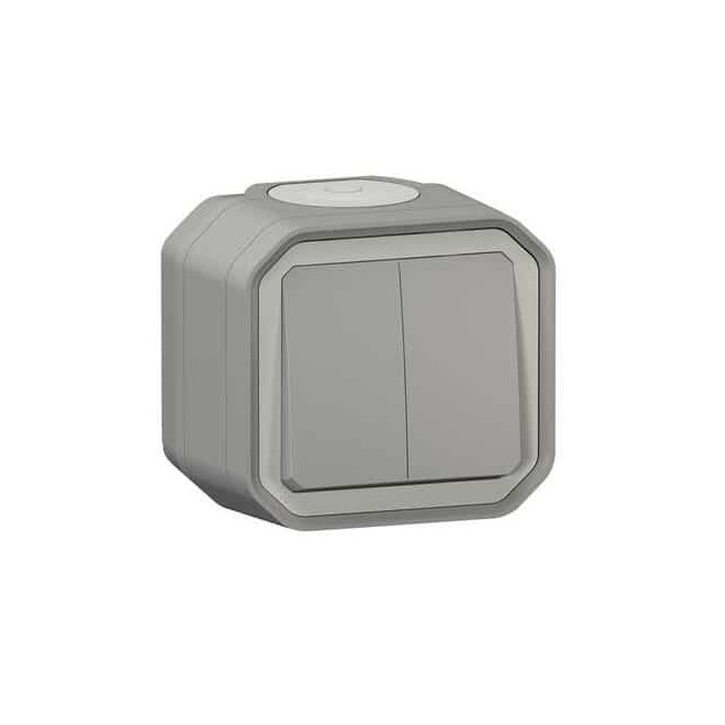 Double interrupteur poussoir Gris Plexo