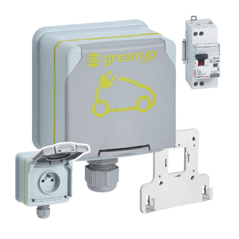 Pack Green'Up Legrand 090476 + Câble Type 2 Voldt 5m 3,7kW | Recharge Voiture Électrique