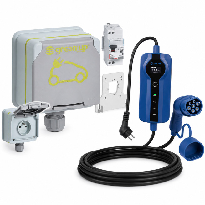 Pack Green'Up Legrand 090476 + Câble Type 2 Voldt 5m 3,7kW | Recharge Voiture Électrique